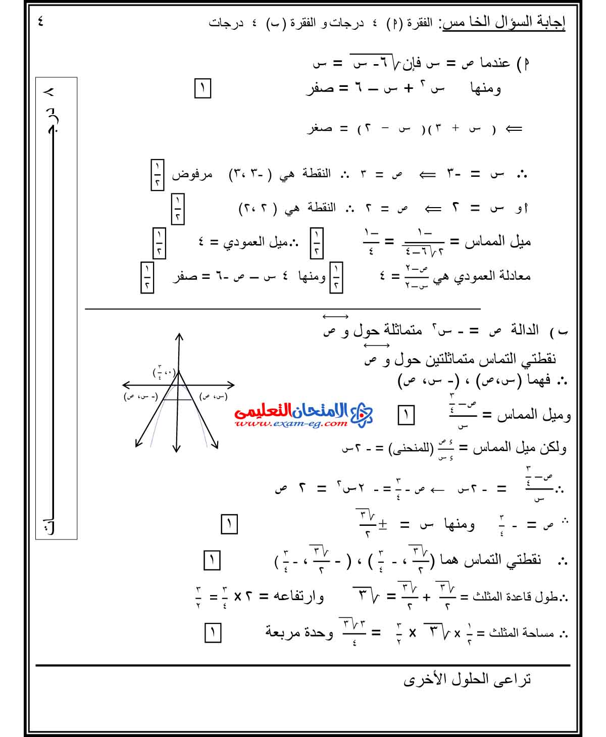 تفاضل وتكامل 1 - الامتحان التعليمى-6
