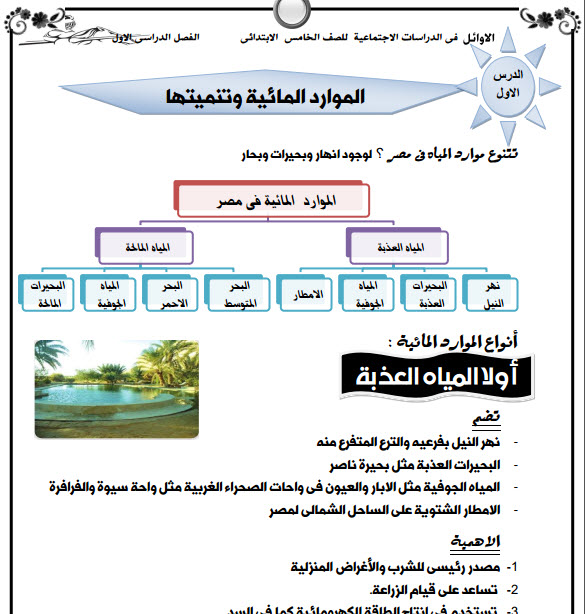 ملزمة دراسات خامسة ابتدائي ترم اول